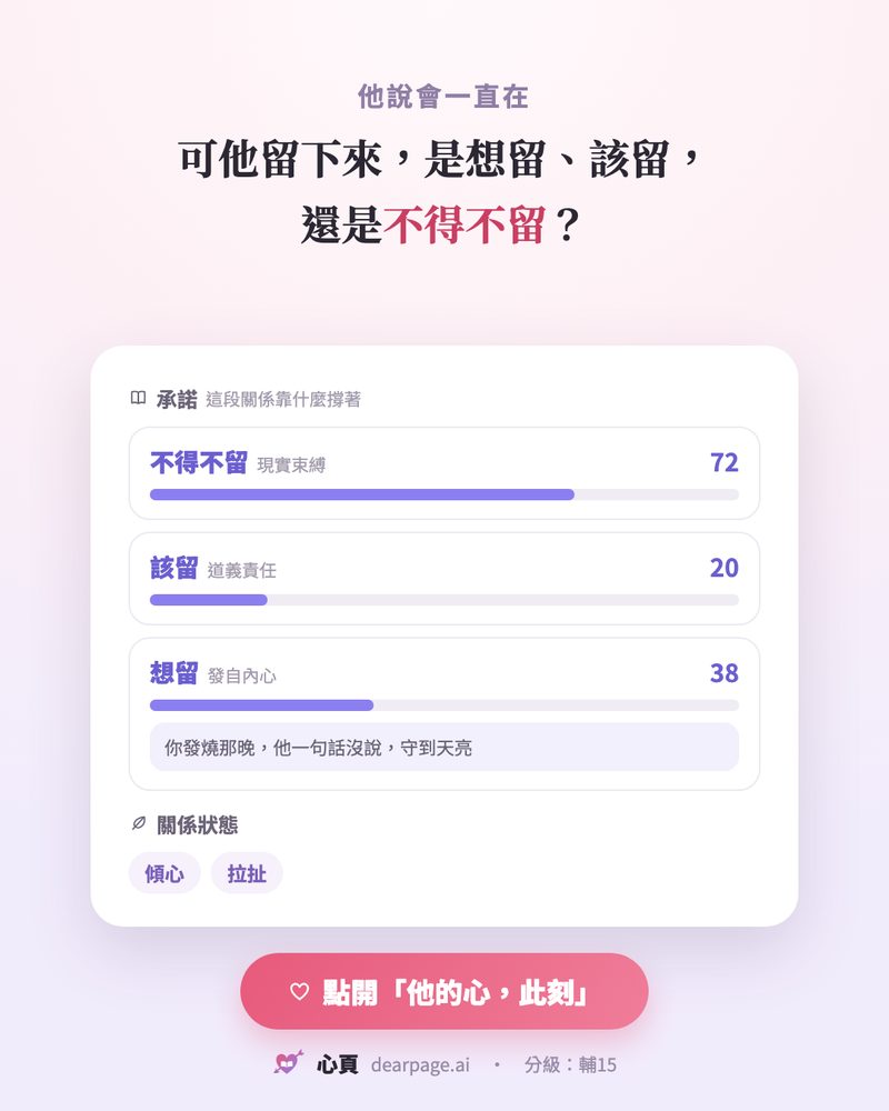 他留下來,是想留、該留,還是不得不留:關係狀態